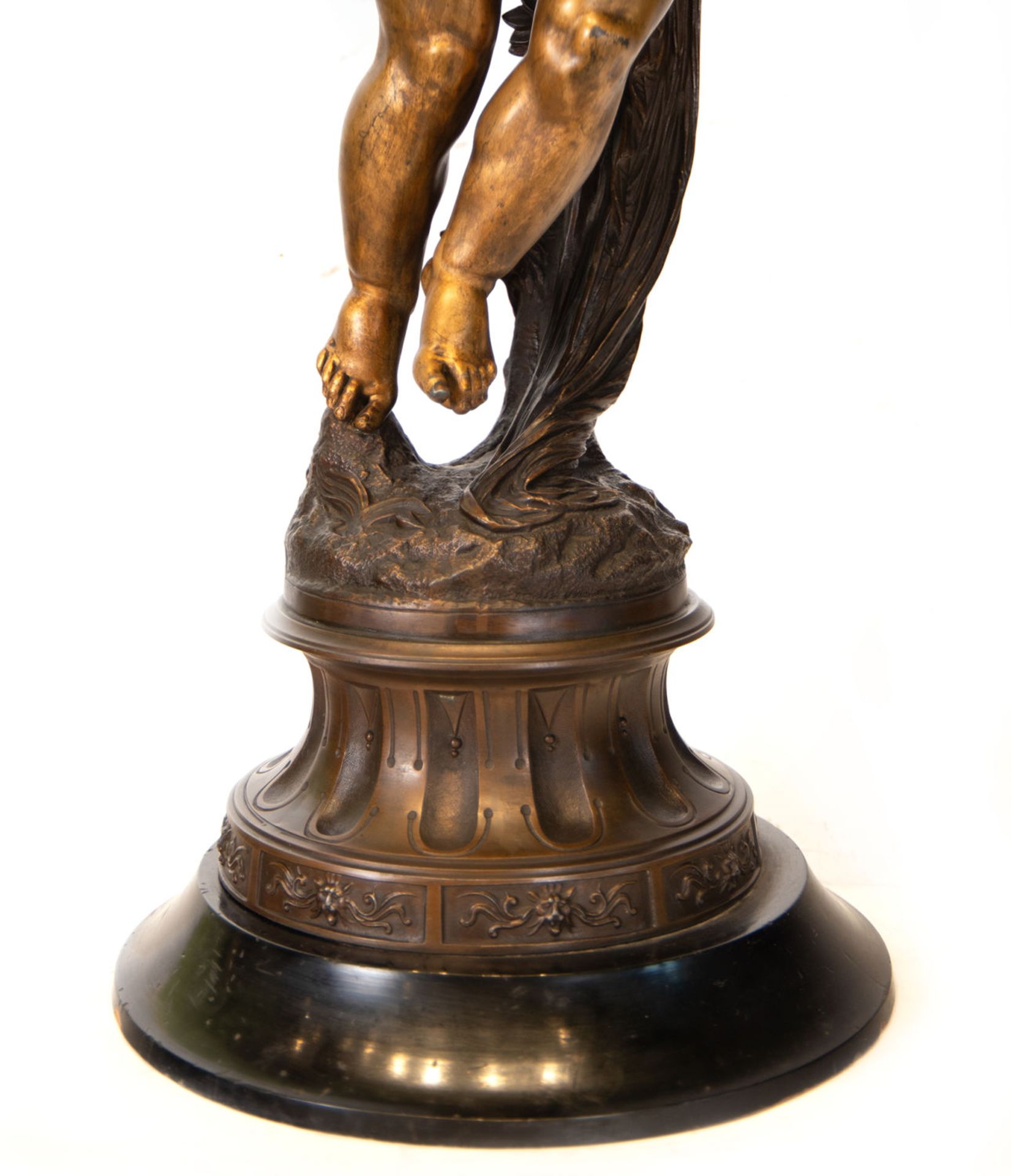 Massive Pair of French 19th Gilt Bronze Torcheres in the manner of Jean Baptiste Carpeaux NO RESERVE - Image 6 of 9