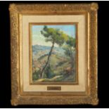 Landscape on panel, F. Querol, 19th century Catalan school