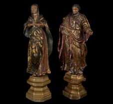 Pair of 18th century polychrome carvings