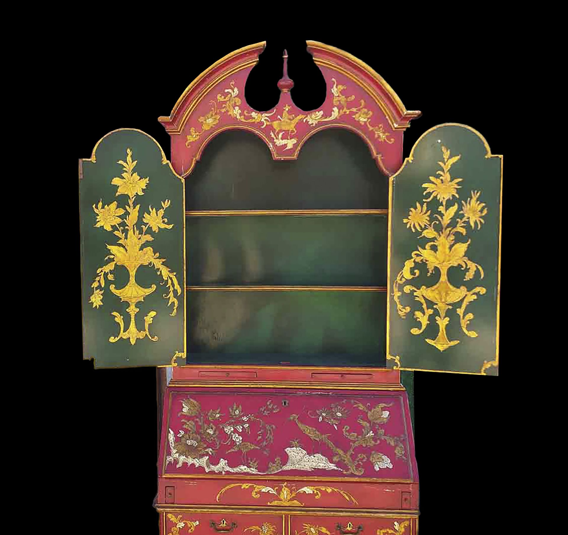 Spectacular Mallorcan Secretariat Wardrobe with English Regency style chest of drawers with Chinese  - Image 4 of 10