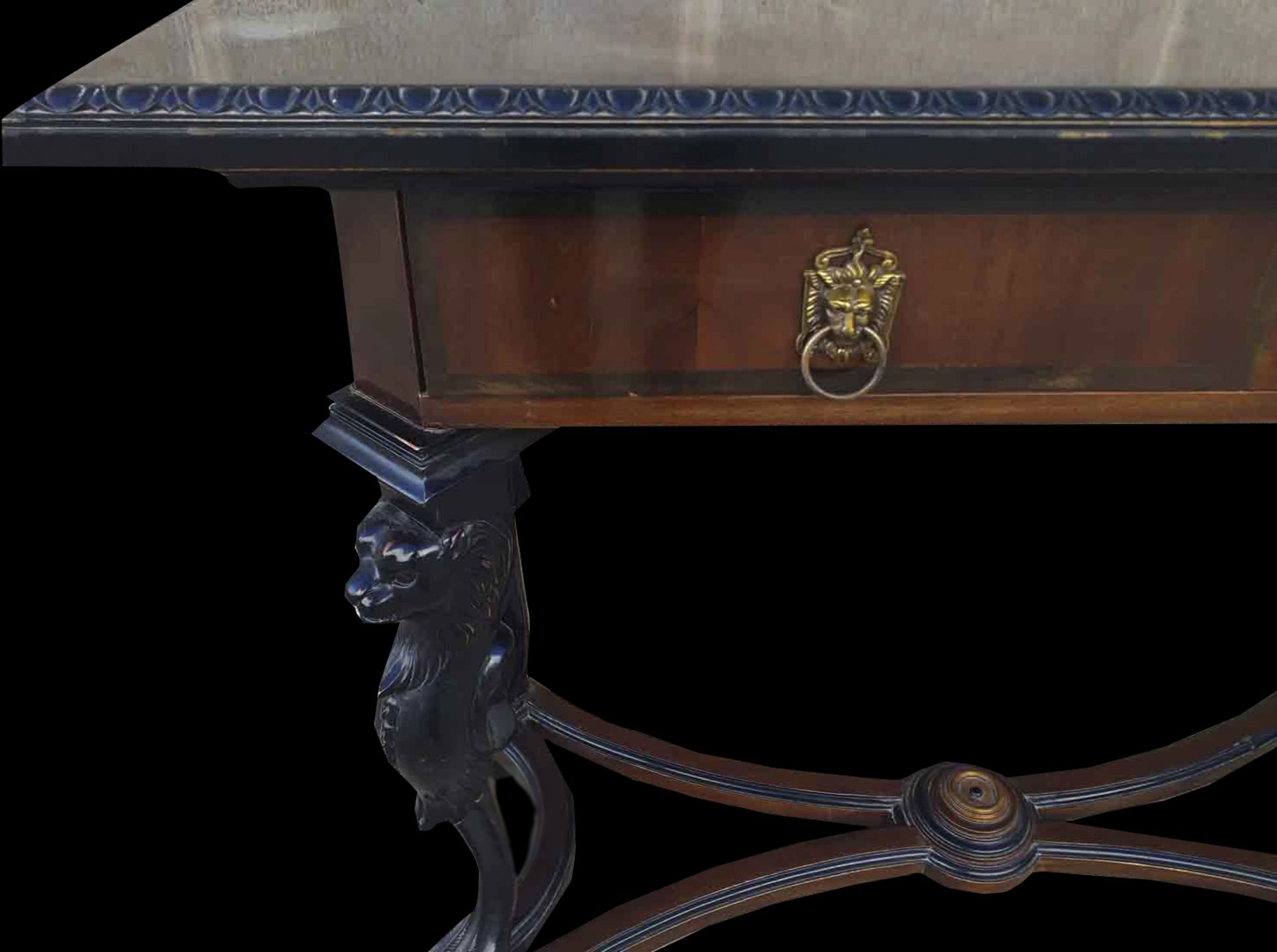 Console in rosewood and ebony marquetry enters Chippendale style, 19th century English Victorian wor - Image 5 of 5