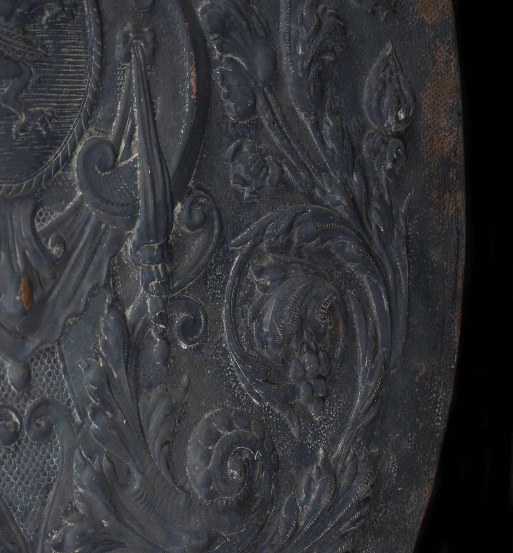 19th century embossed copper shield - Image 2 of 5