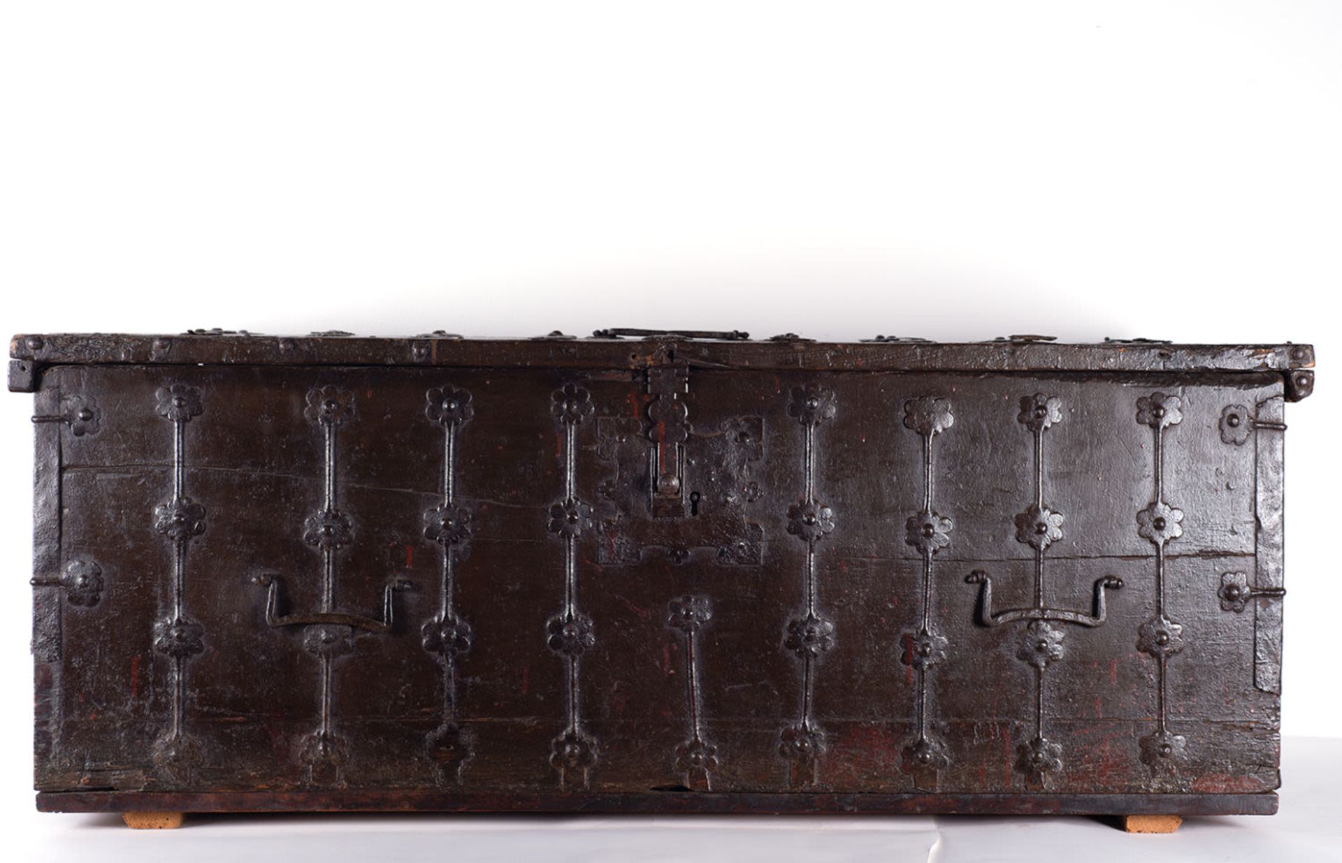 Massive Medieval Gothic Iron Chest, 15th century , in cast iron