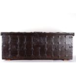 Massive Medieval Gothic Iron Chest, 15th century , in cast iron