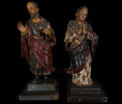 Pair of 18th century polychrome carvings