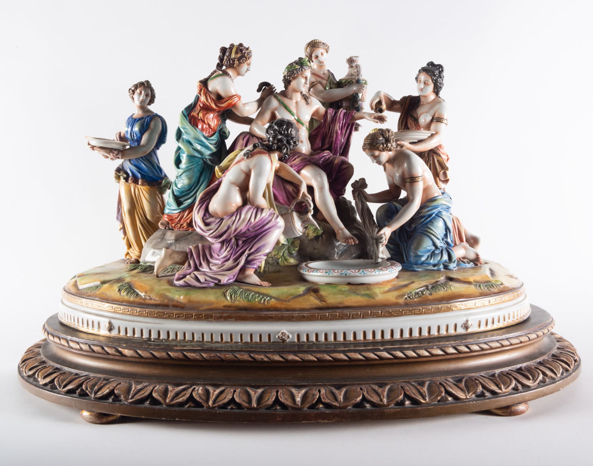 The Bath of Apollo, an important porcelain group from Capodimonte, 19th century