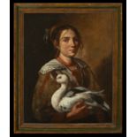 Young Girl with Duck, Giacomo Francesco Cipper "Il Todeschini", 17th century Italian school