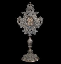 Custody Reliquary in silvered bronze, 18th century Italian school, Naples