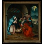 Great Adoration of Shepherds on panel, 17th century Italian school