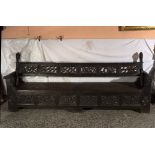 Magnificent Great Gothic choir bench from a cloistered Monastery, medieval work from northern Castil