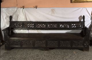 Magnificent Great Gothic choir bench from a cloistered Monastery, medieval work from northern Castil