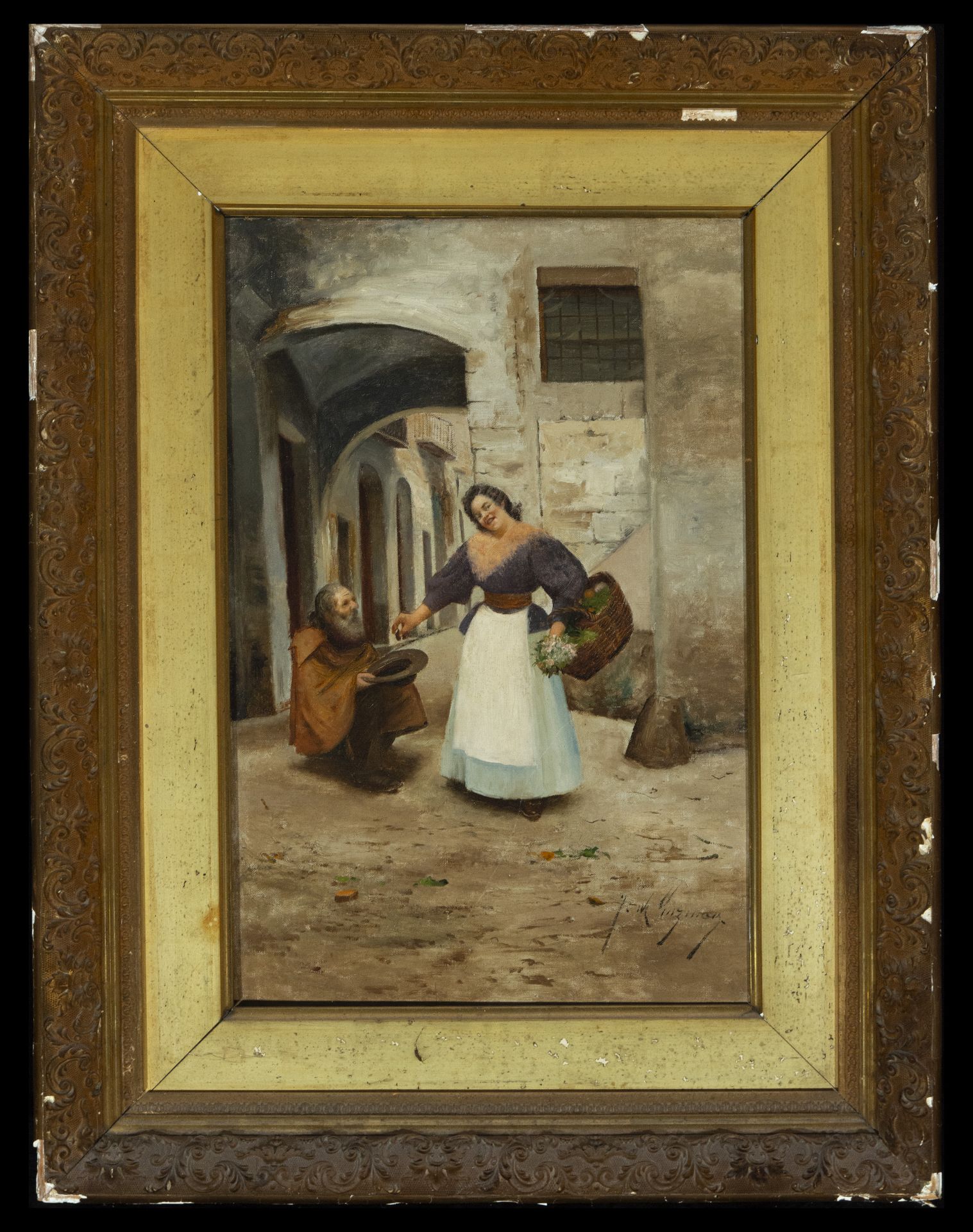 Oil on canvas, Italian or Spanish costumbrista school of the 19th century, signed