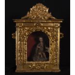 Important San Juanito in Hornacina from the same period in wood gilded with gold leaf, by José Risue