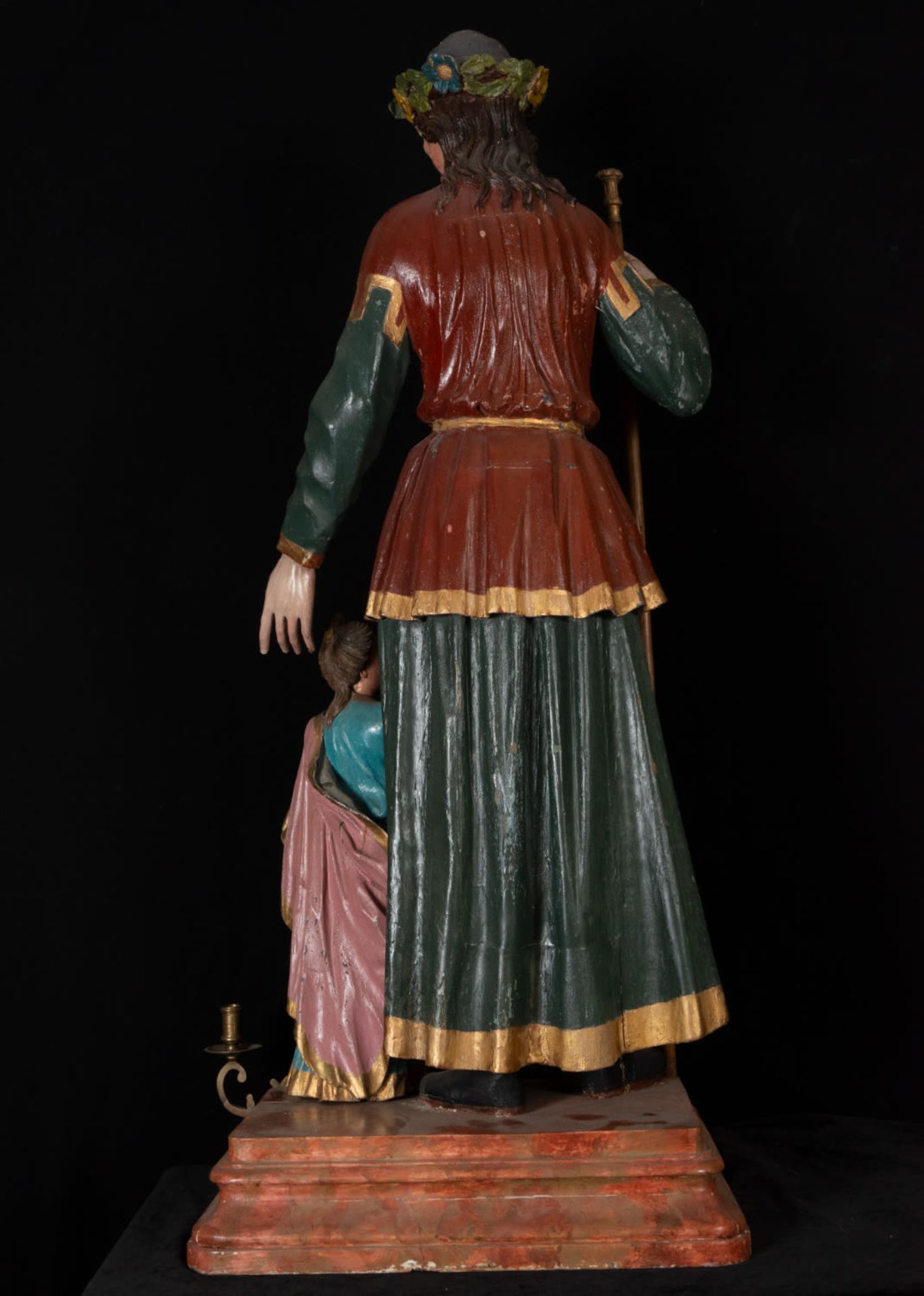 Saint Joachim next to Mary in polychrome wood, 18th century Brazilian school - Image 7 of 7