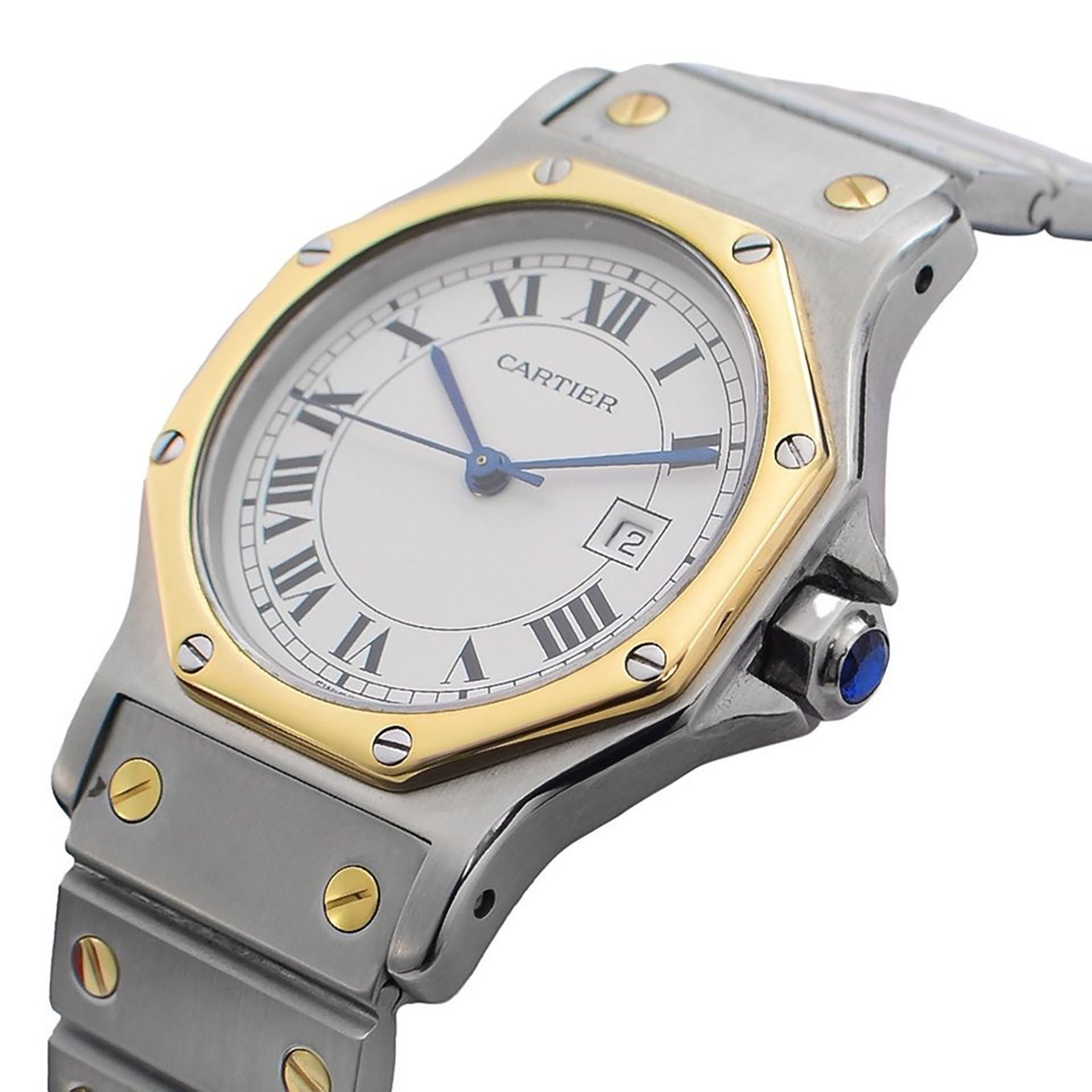 Cartier Santos Octagon wristwatch in steel and gold from the 80s - Image 2 of 5