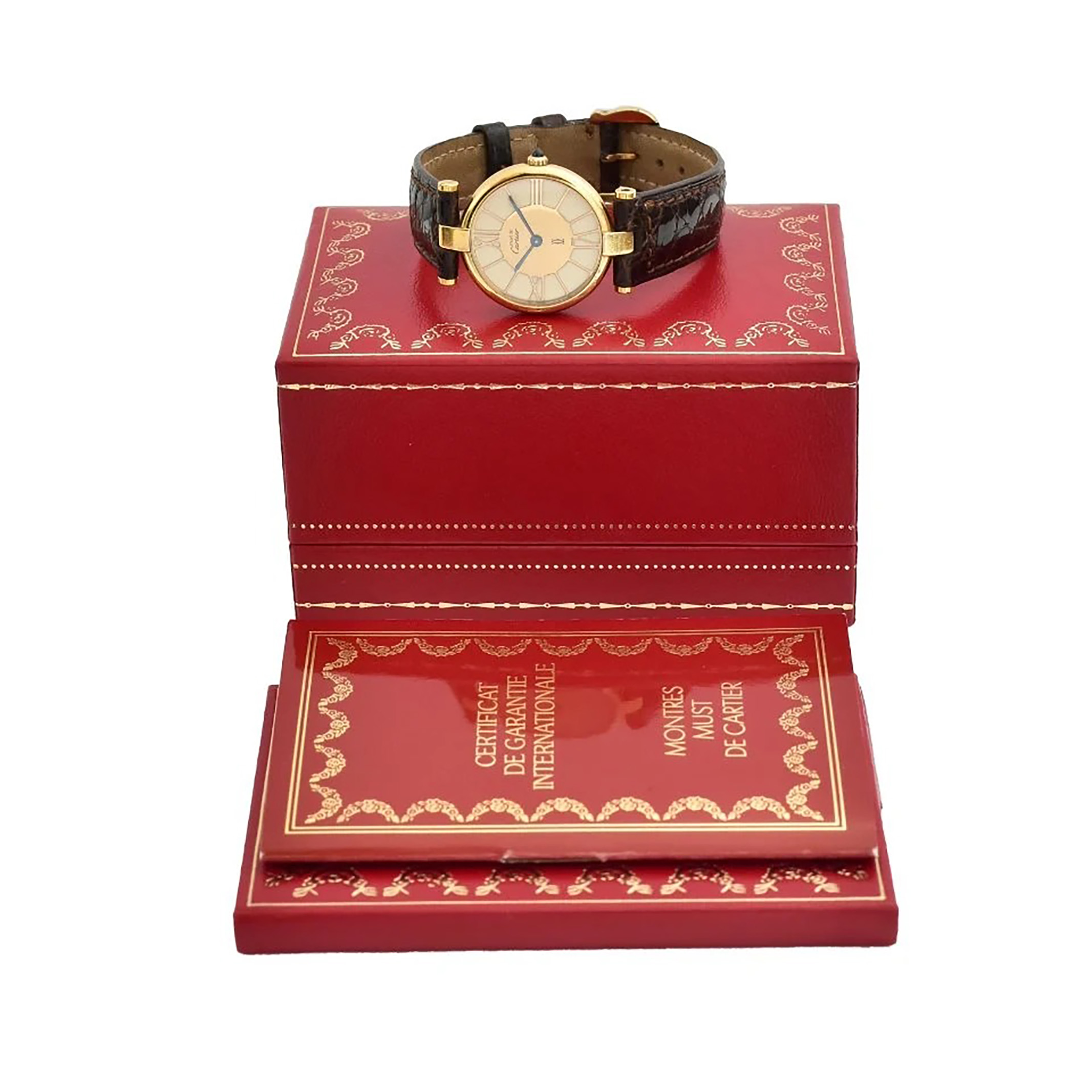 Cartier Must Vermeil 925 wristwatch box and papers - Image 7 of 7