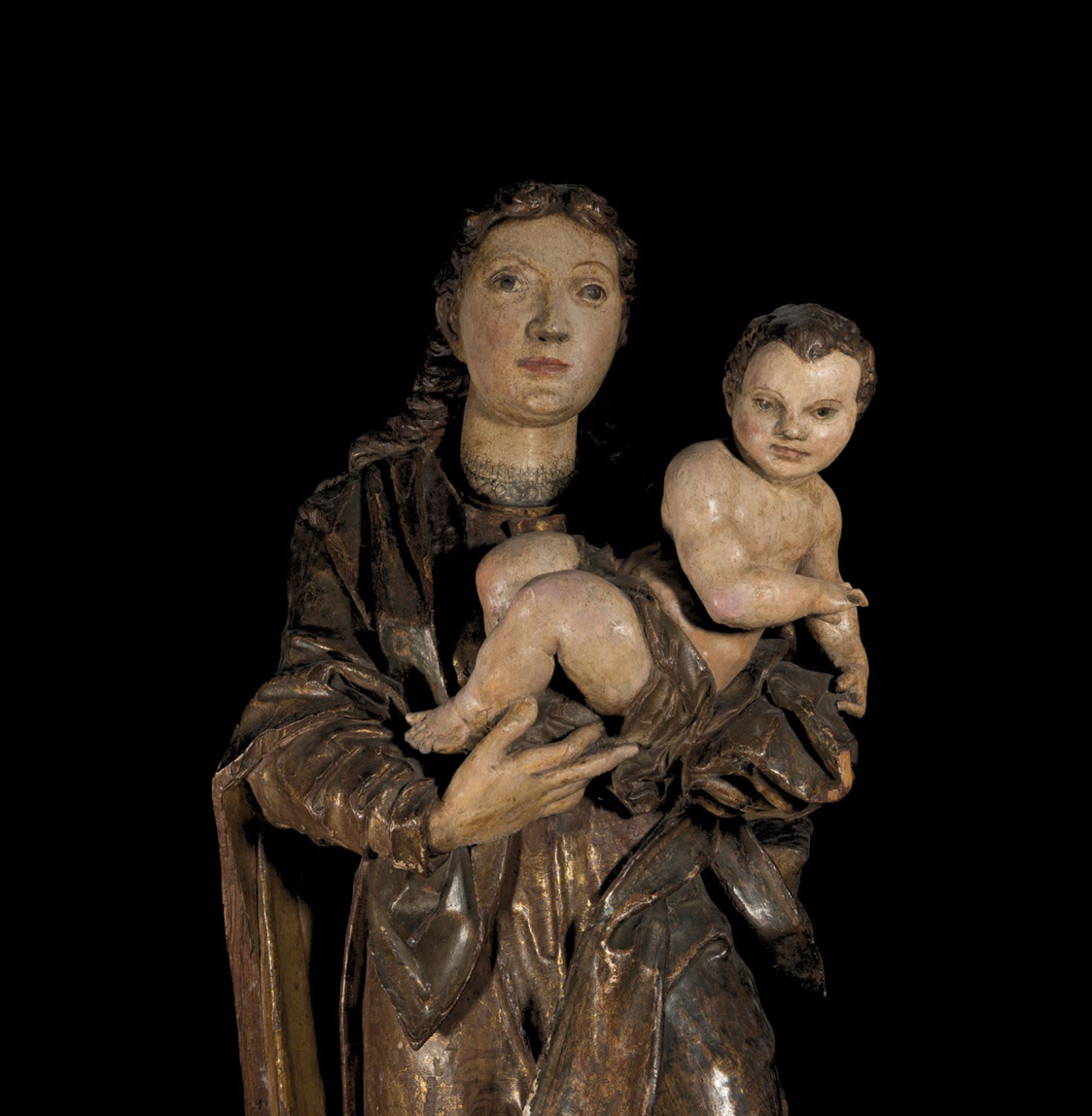 Large Burgundy Renaissance Virgin and Child, 16th century Burgundy French Renaissance school - Image 2 of 6