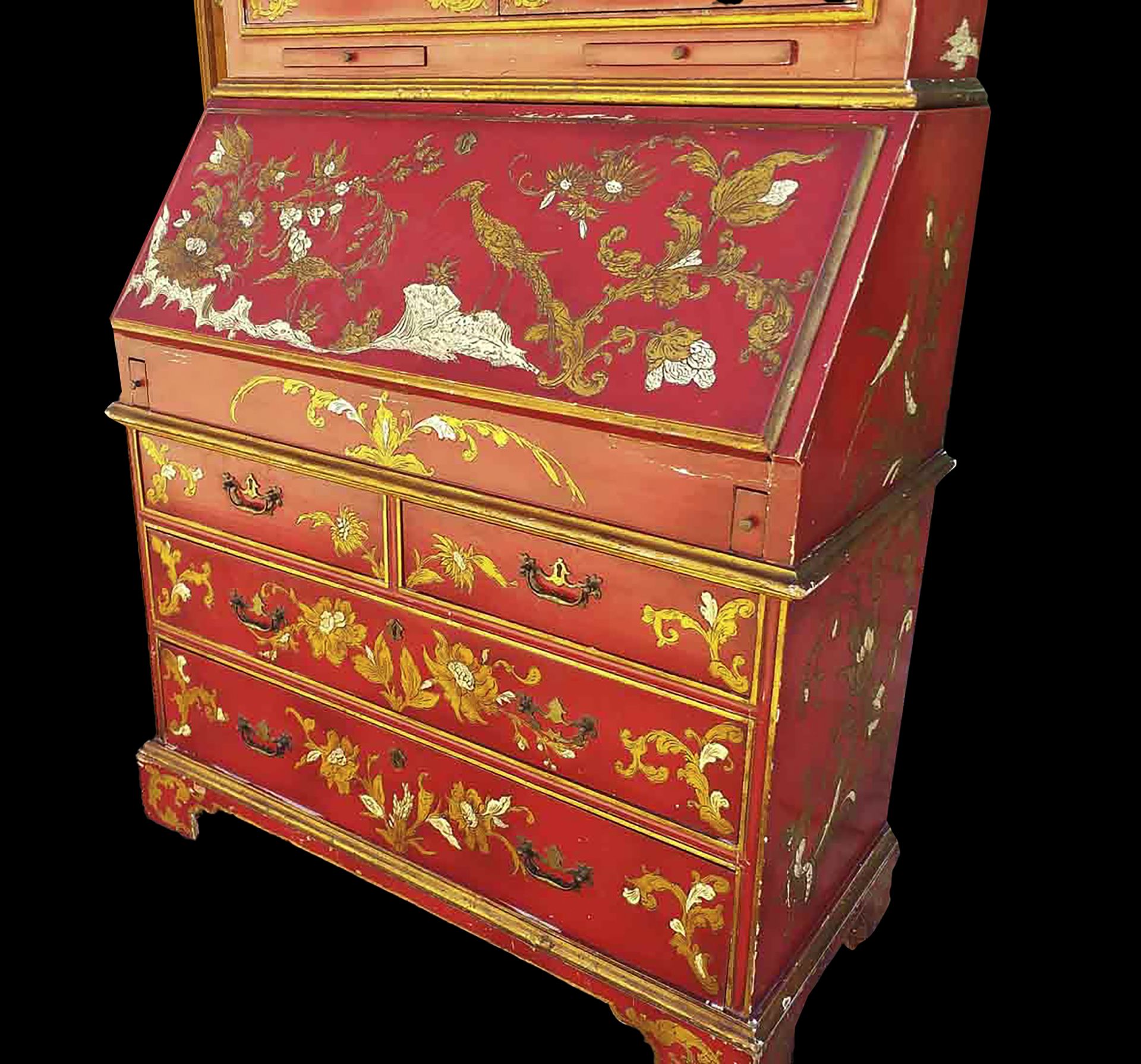 Spectacular Mallorcan Secretariat Wardrobe with English Regency style chest of drawers with Chinese  - Image 5 of 10