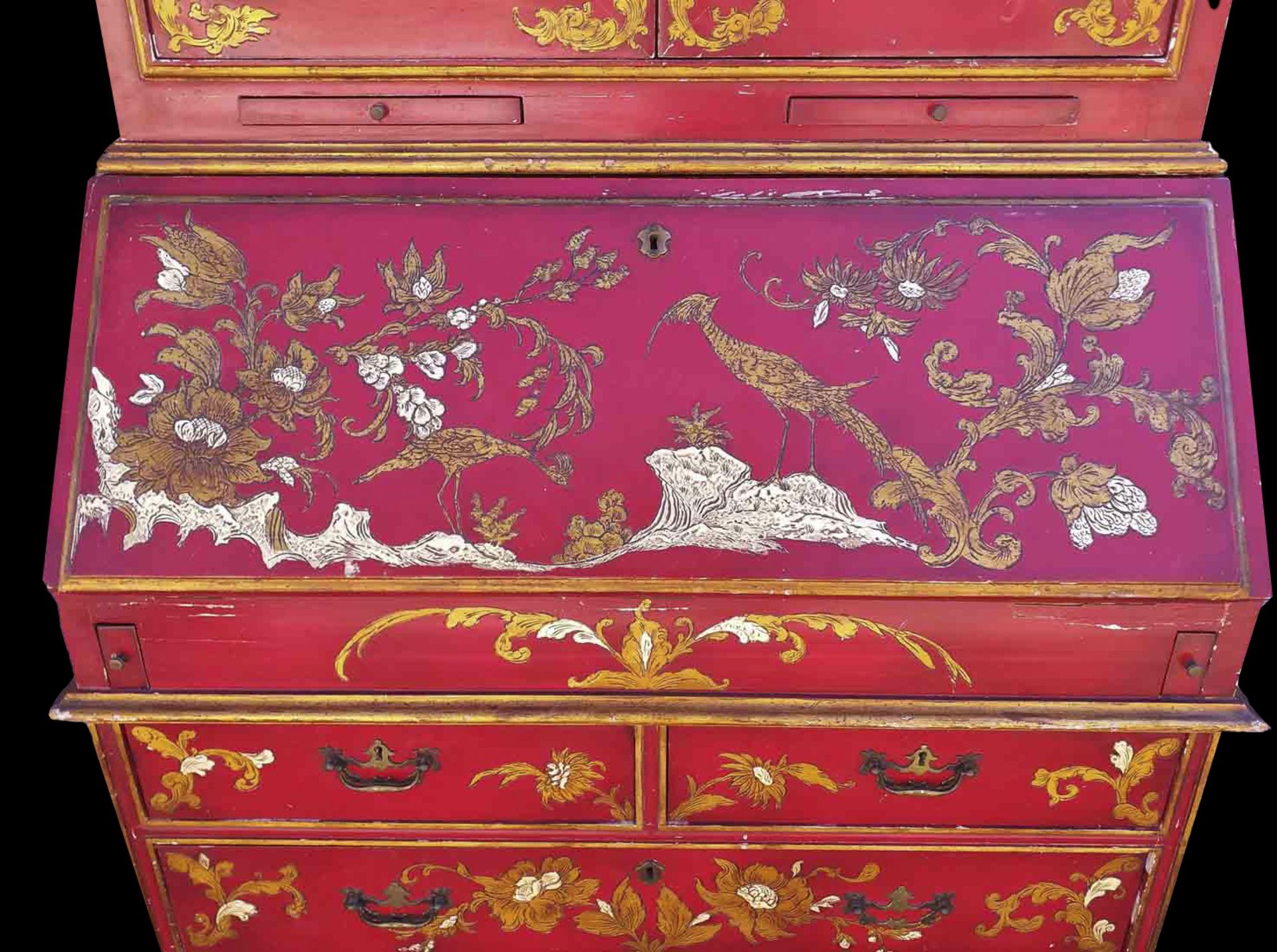Spectacular Mallorcan Secretariat Wardrobe with English Regency style chest of drawers with Chinese  - Image 6 of 10
