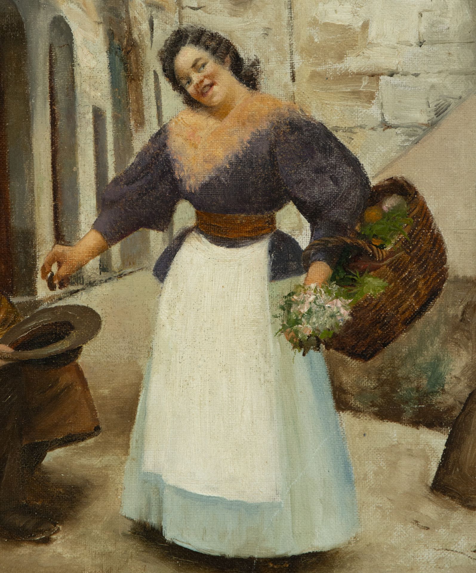 Oil on canvas, Italian or Spanish costumbrista school of the 19th century, signed - Image 4 of 6