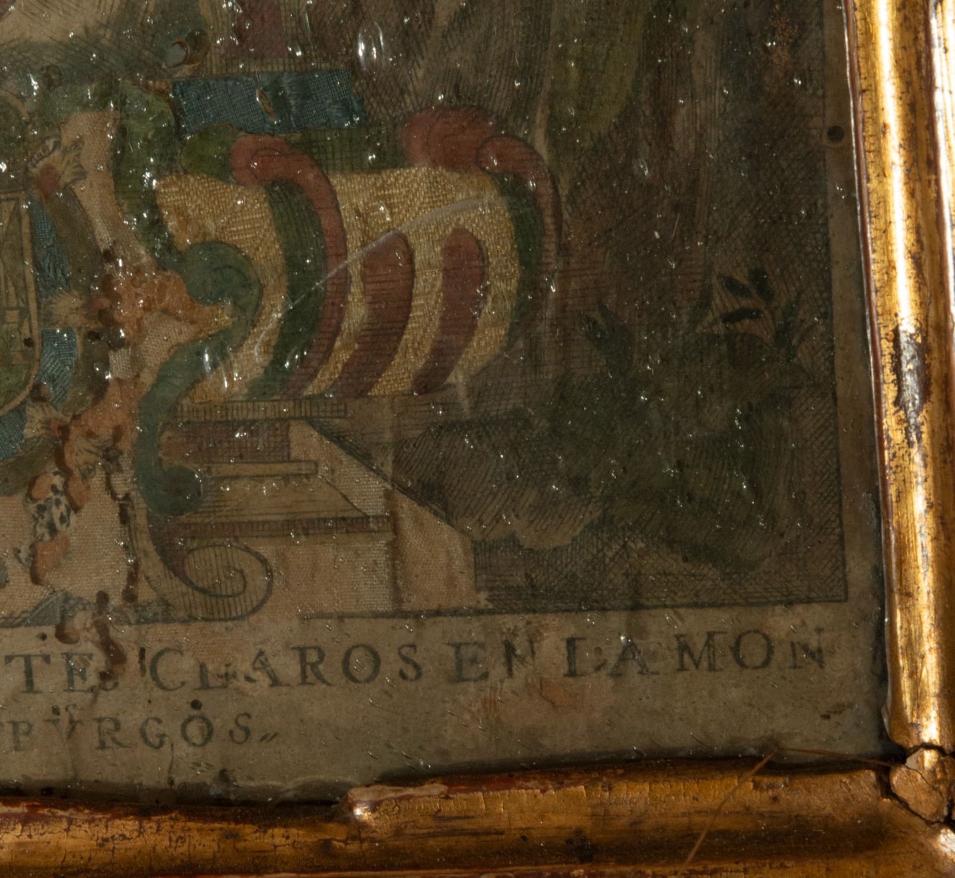 Cornucopia frame from the 17th century in polychrome and gilded wood relief with gold leaf - Image 3 of 8