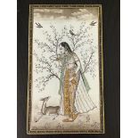 Mughal Princess with Deer, 19th - early 20th C Indian Mughal work of the 19th C - early 20th centuri