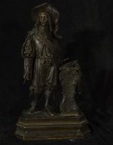 Bronze musketeer, signed and stamped Caliot, 19th century French school