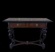 Console in rosewood and ebony marquetry enters Chippendale style, 19th century English Victorian wor