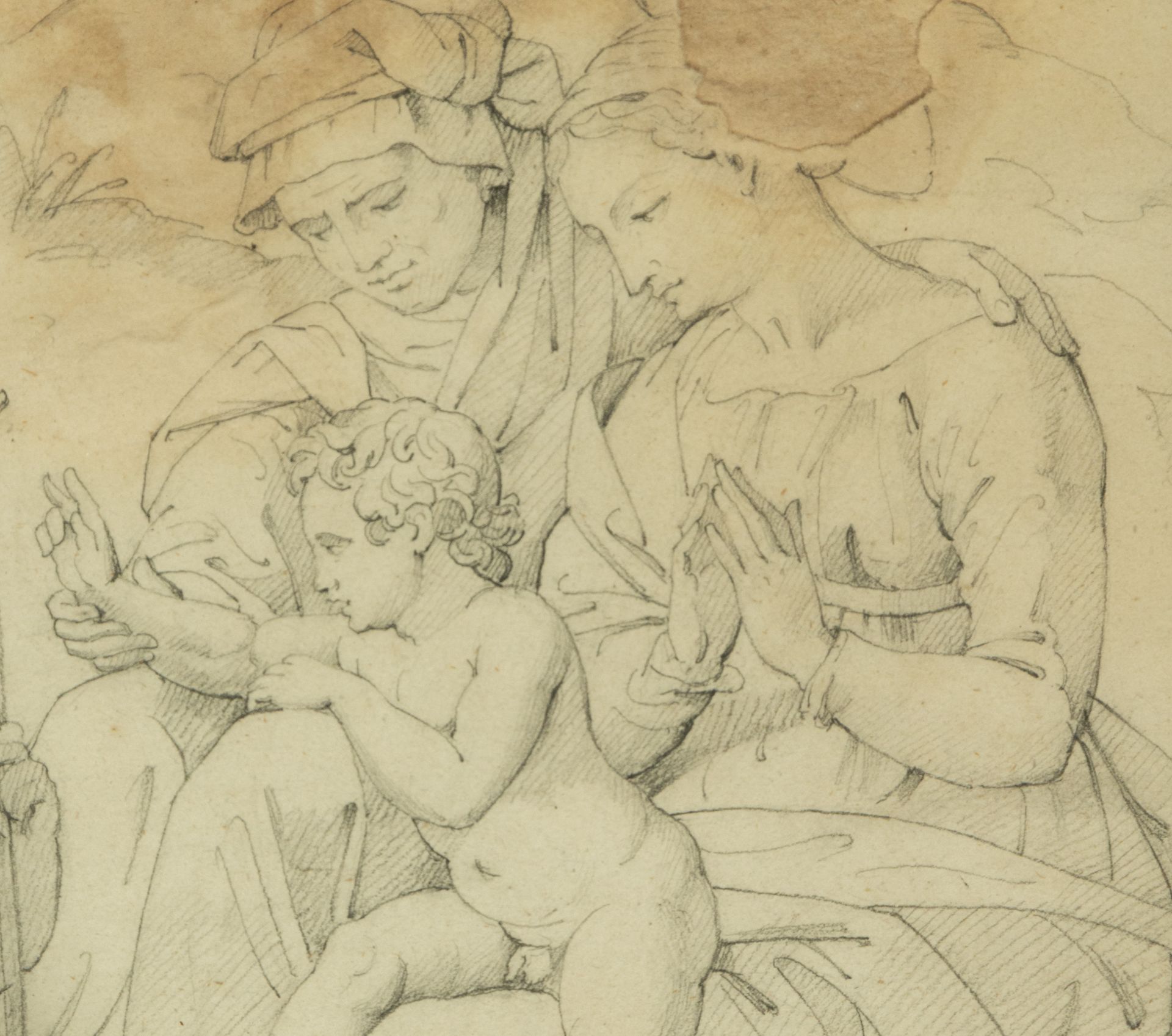 Drawing on paper of the Holy Family by Raphael Italian school of the 18th century - Bild 2 aus 3