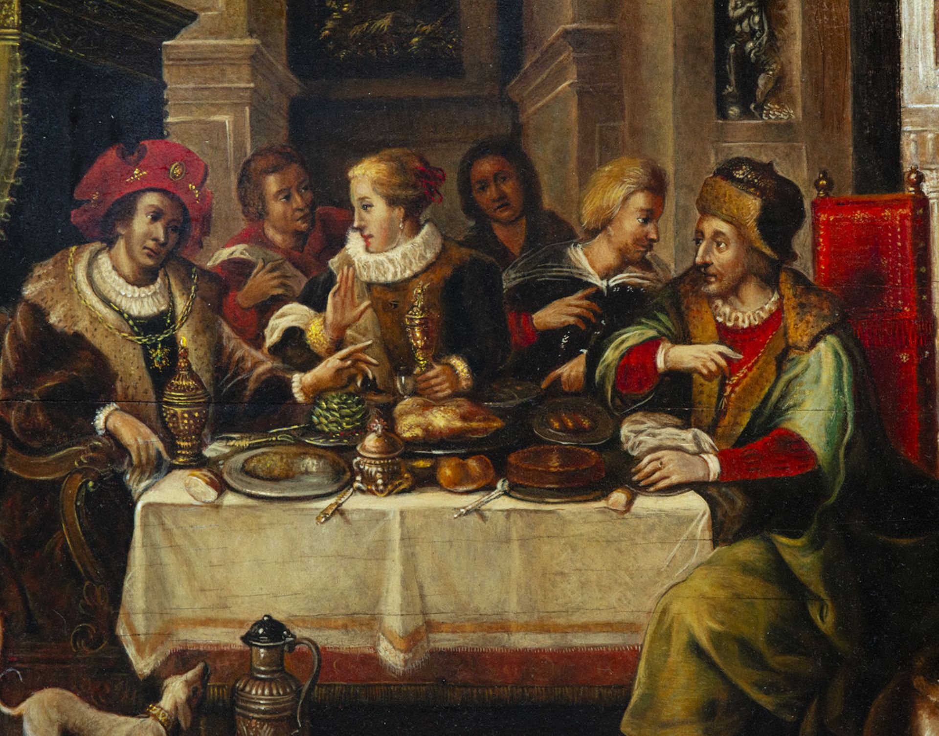 The Banquet at Epuron, attributed to Frans Francken II (Antwerp, 1581 - Antwerp, 1642) - Image 2 of 6
