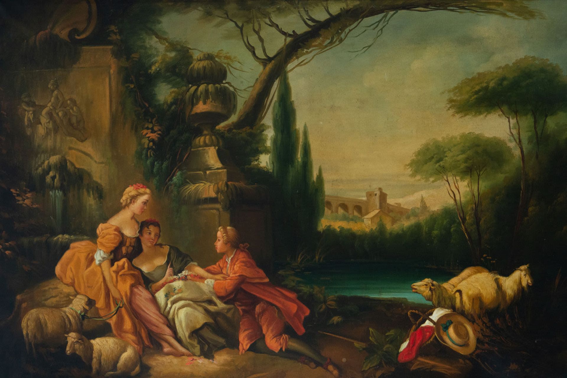 Bucolic Scene under a Capriccio, 19th century French school - Image 2 of 9