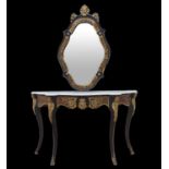 Antique Boulle console with antique mirror Boulle Napoleon III 19th century