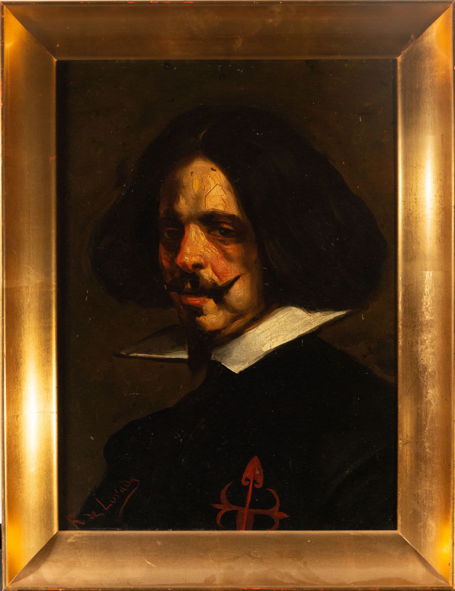 Self-portrait of Velázquez, following models of the 17th century, Spanish school of the 19th century