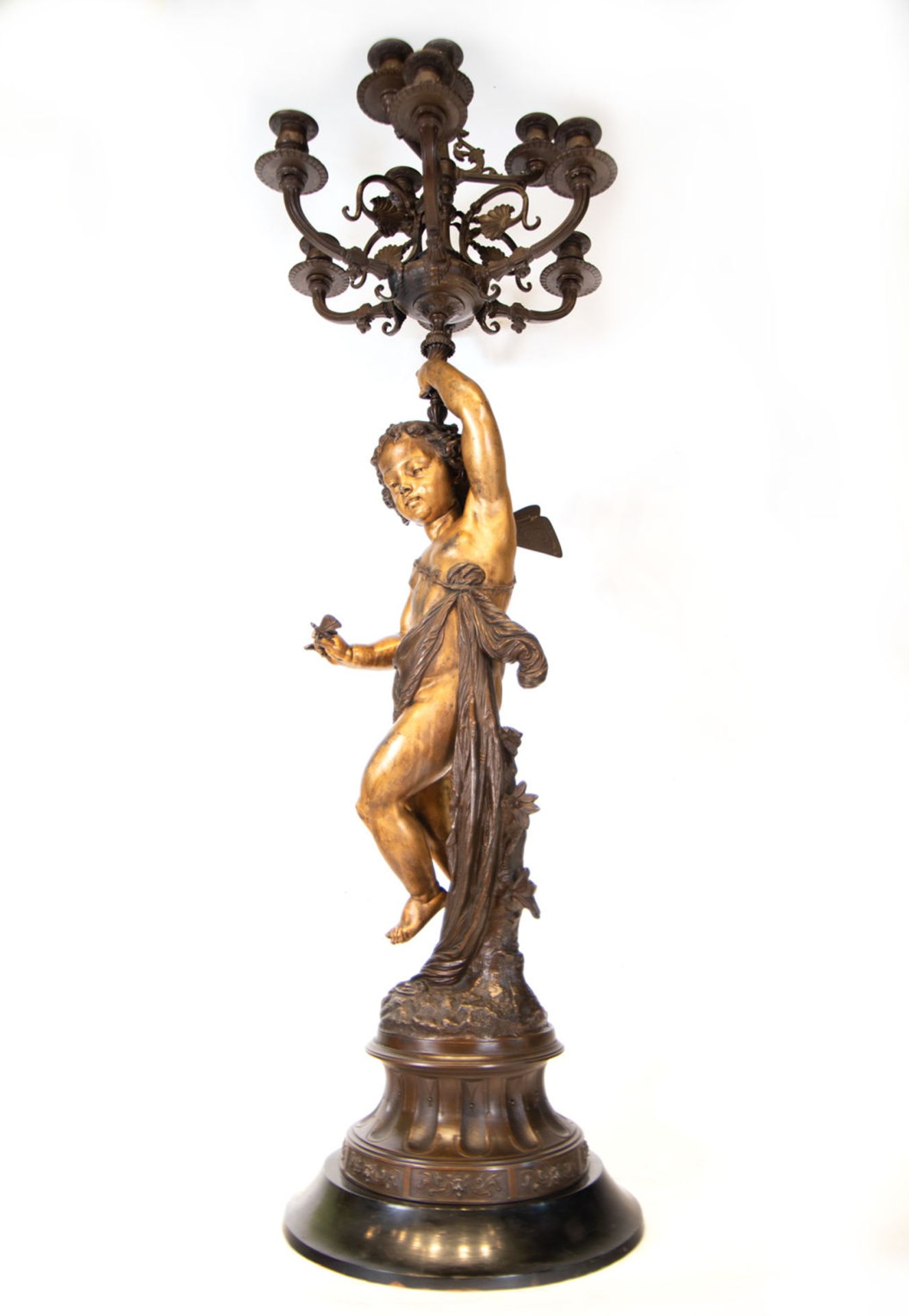 Massive Pair of French 19th Gilt Bronze Torcheres in the manner of Jean Baptiste Carpeaux NO RESERVE - Image 8 of 9