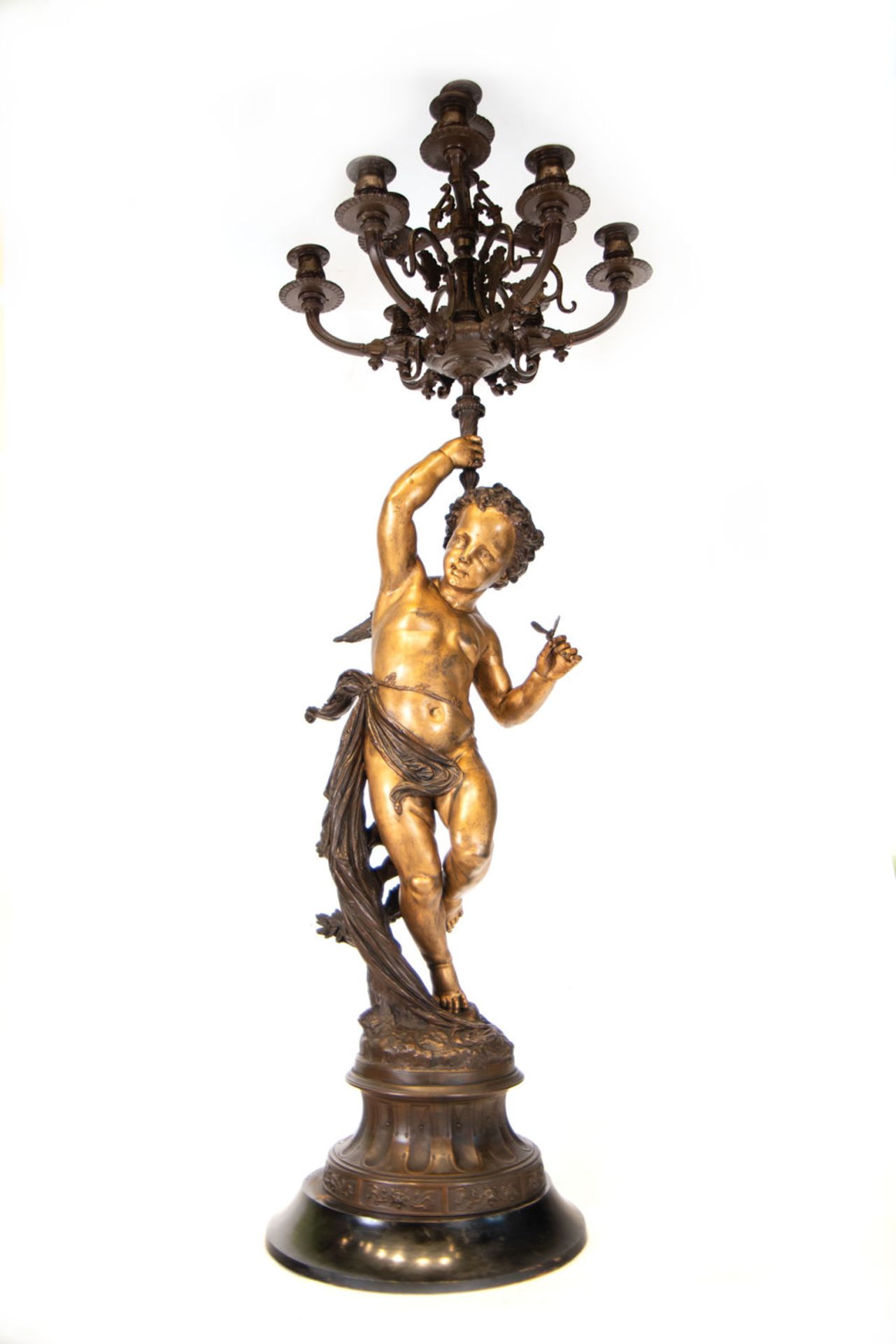 Massive Pair of French 19th Gilt Bronze Torcheres in the manner of Jean Baptiste Carpeaux NO RESERVE - Image 9 of 9