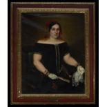 Decorative Large Portrait of Neapolitan Lady of the 19th century, Italian Neoclassical period of the