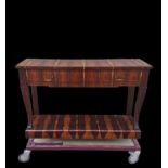 Elegant Italian Art Deco Console in rosewood palm marquetry, 1930s-1940s