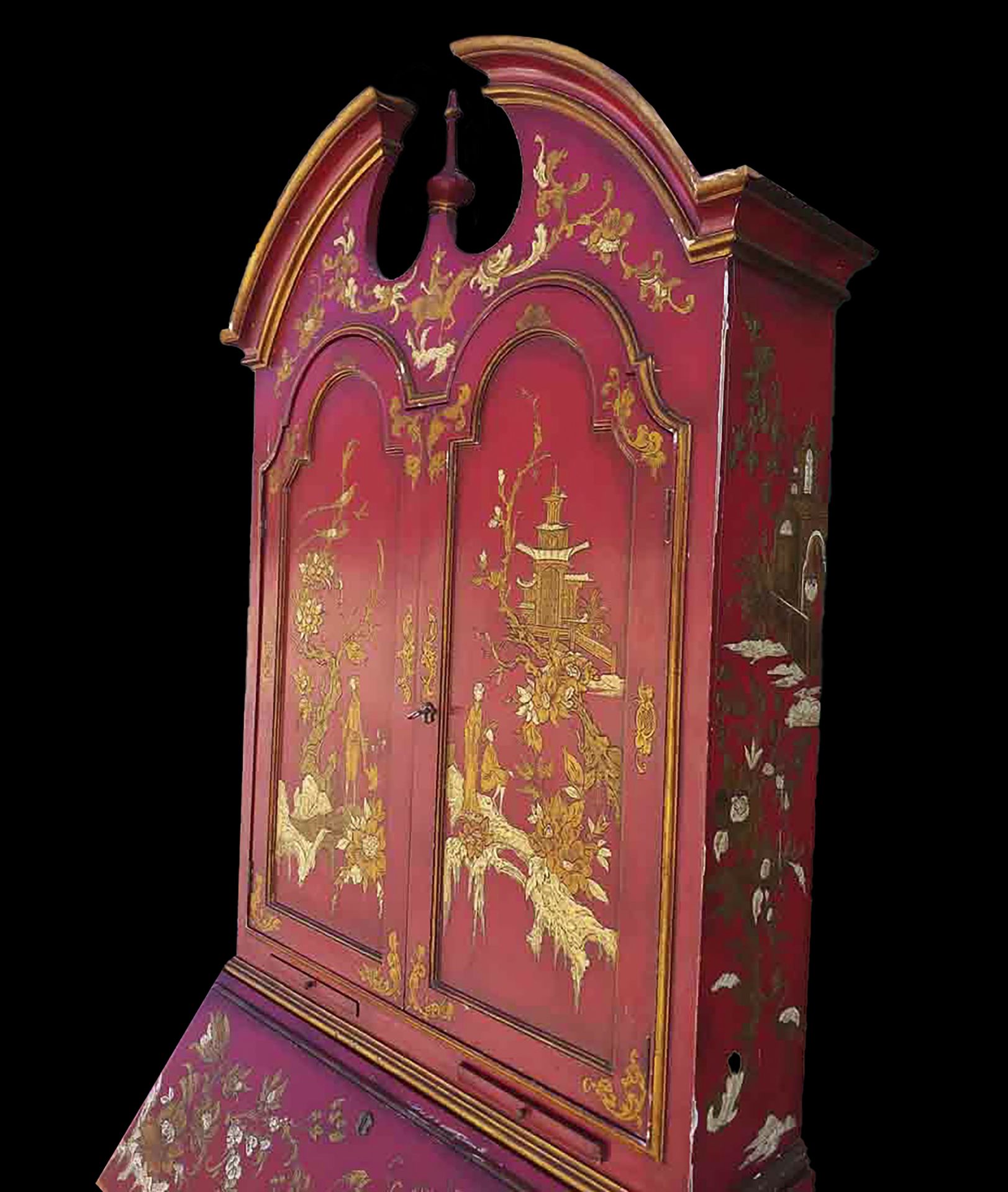 Spectacular Mallorcan Secretariat Wardrobe with English Regency style chest of drawers with Chinese  - Image 3 of 10