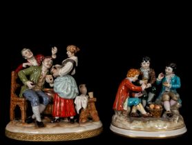 Lot of two Groups in Capodimonte porcelain from the 19th century