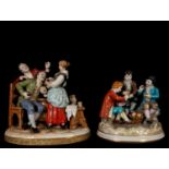 Lot of two Groups in Capodimonte porcelain from the 19th century