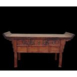 Elegant Chinese or Japanese console-type sideboard furniture, 19th century, in cedar wood
