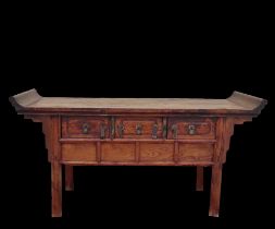 Elegant Chinese or Japanese console-type sideboard furniture, 19th century, in cedar wood