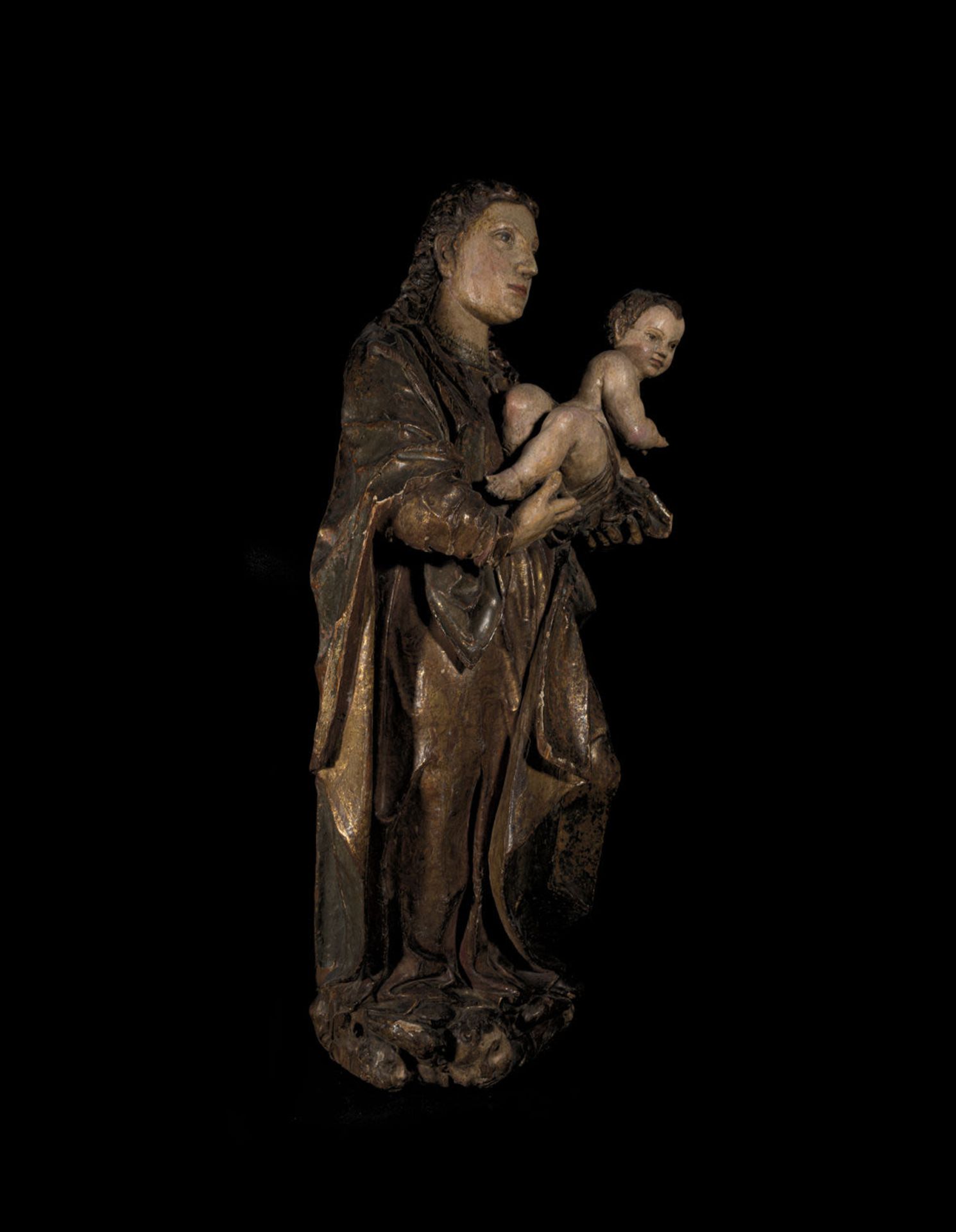 Large Burgundy Renaissance Virgin and Child, 16th century Burgundy French Renaissance school - Image 6 of 6