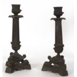 Pair of French Empire Candelabras in patinated bronze, 19th century