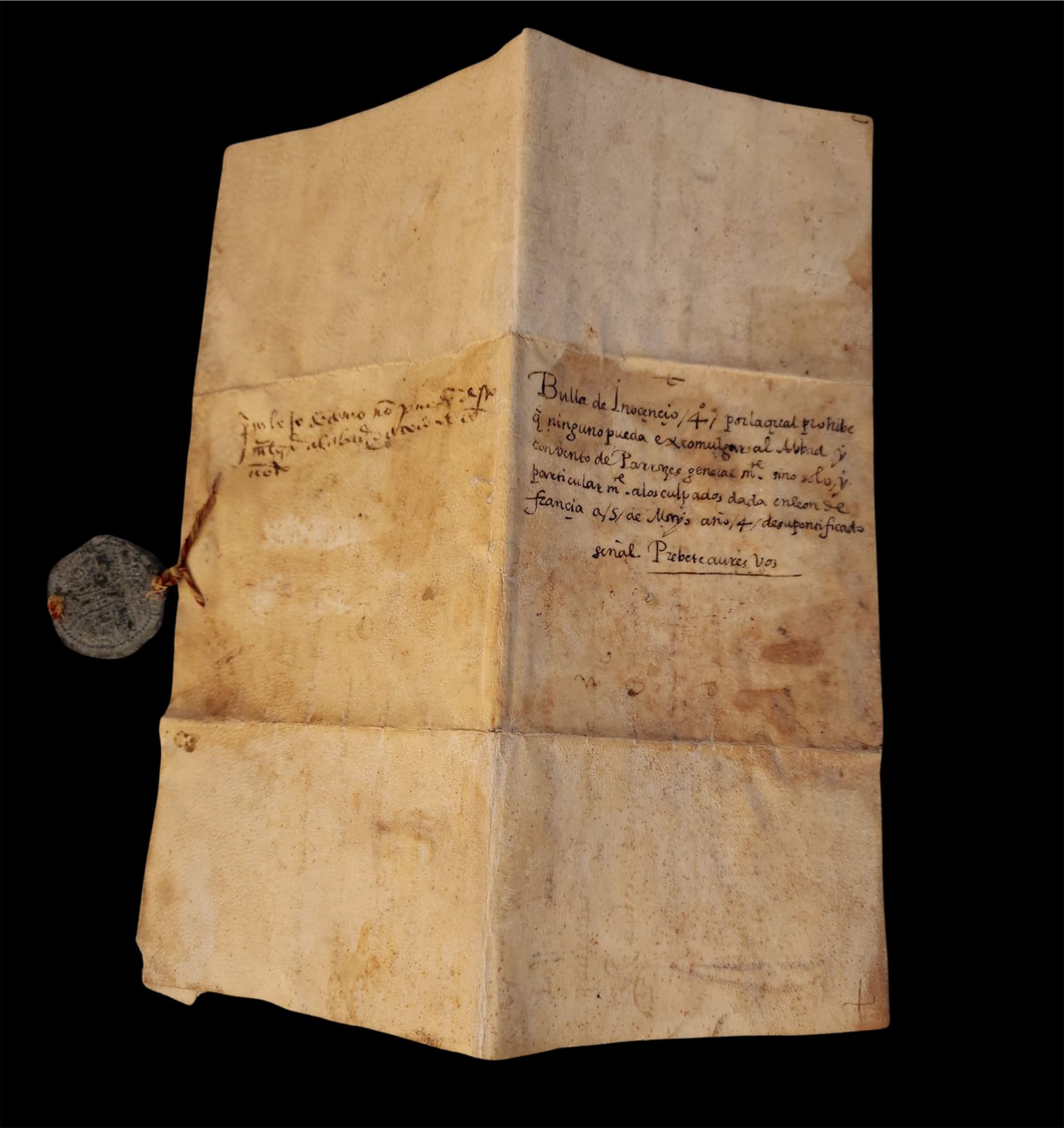 Rare letter of Pope Innocent IV, on parchment, year 1247 - Image 2 of 4