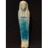 Decorative Egyptian ushabti in turquoise glazed ceramic, possibly 19th century Egypt