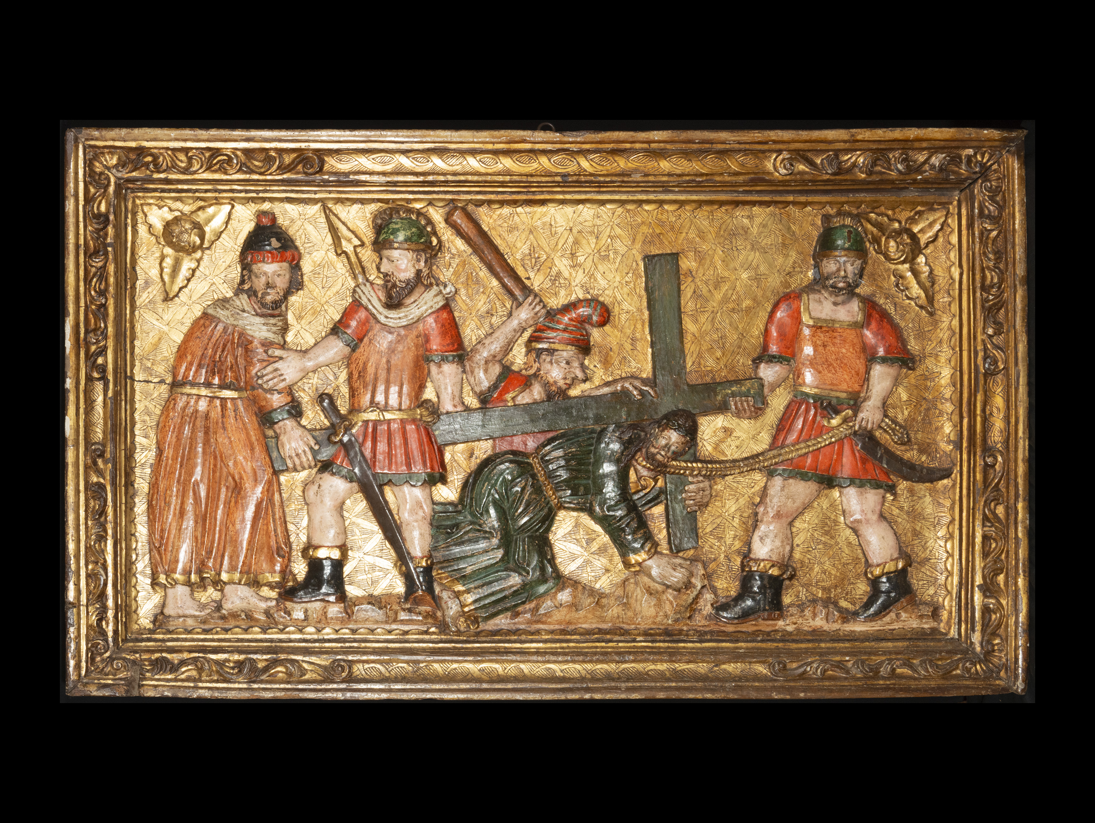 Gothic relief from the late 15th century representing Christ on the way to Calvary, Veneto or Tuscan
