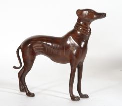 American Folk Art - American colonial work late 19th century, Greyhound in enamelled bronze on wood