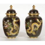 Pair of 20th century Chinese cloisonne tibors