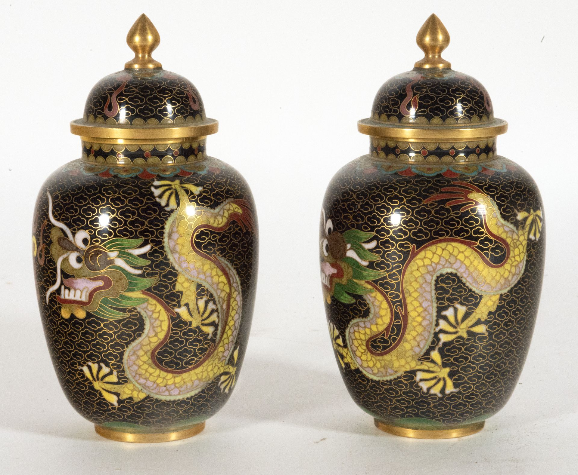 Pair of 20th century Chinese cloisonne tibors